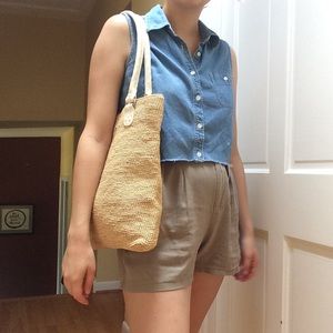 Helen Kaminski raffia woven basket tote